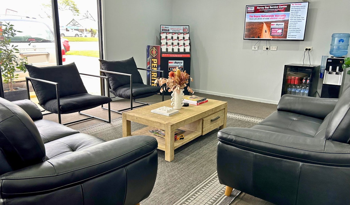 Comfy waiting room at Hervey Bay Service centre